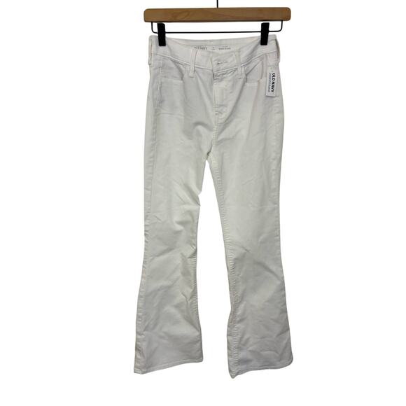 NWT White Sz 0  Short Old Navy High Rise Wide Leg Flare Jeans Western Rodeo - Picture 1 of 5
